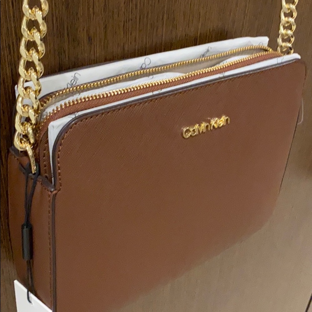 Calvin Klein brown crossbody purse